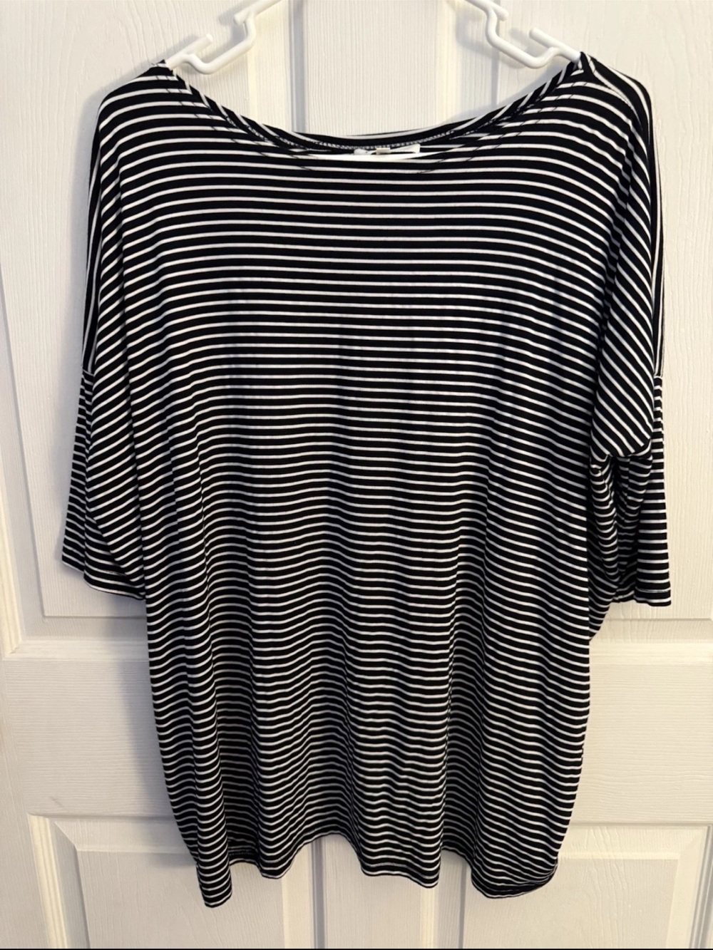 PIKO 3/4 Sleeve Black & White Striped Women’s Long Blouse S